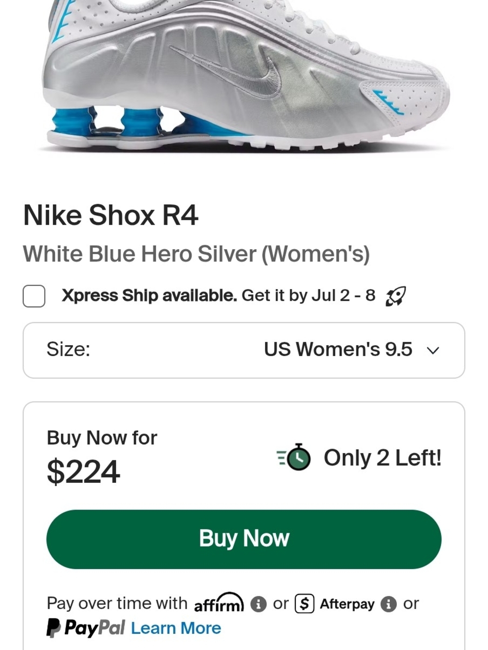 Nike Shox R4 Women's White Silver Blue Athletic Shoes